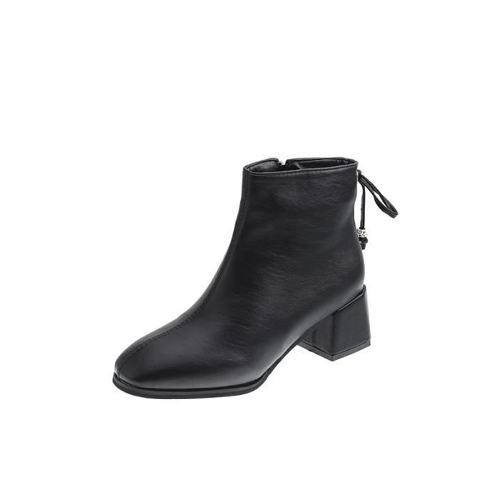 Bottes Femme à Talon Haut 8 Cm – Bout Carré, Cuir Synthétique, Style Décontracté Et élégant