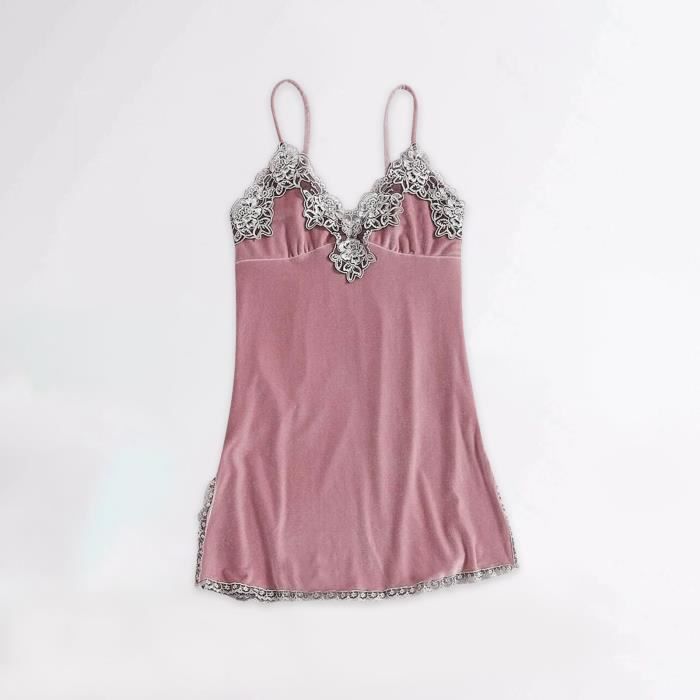 Nuisette Sexy Femme Sensuelle Chemise De Nuit Velours Dore Pyjamas Robes En Dentelle Sous Vetements Vetements Pantalons Rose Rose Cdiscount Pret a Porter
