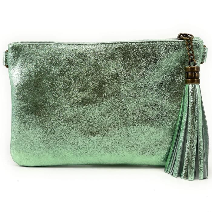 Sac à Main Avec Bandoulière Amovible En Simili Cuir (PU) Turquoise Iridisé - Neuf Avec étiquettes