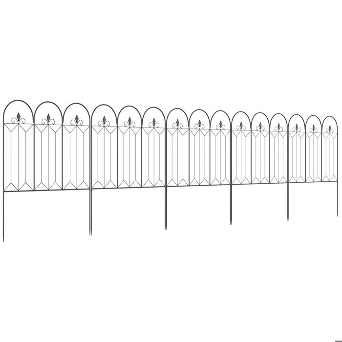 Outsunny - Clôture de Jardin - Métal - 305x79.5cm - Noir