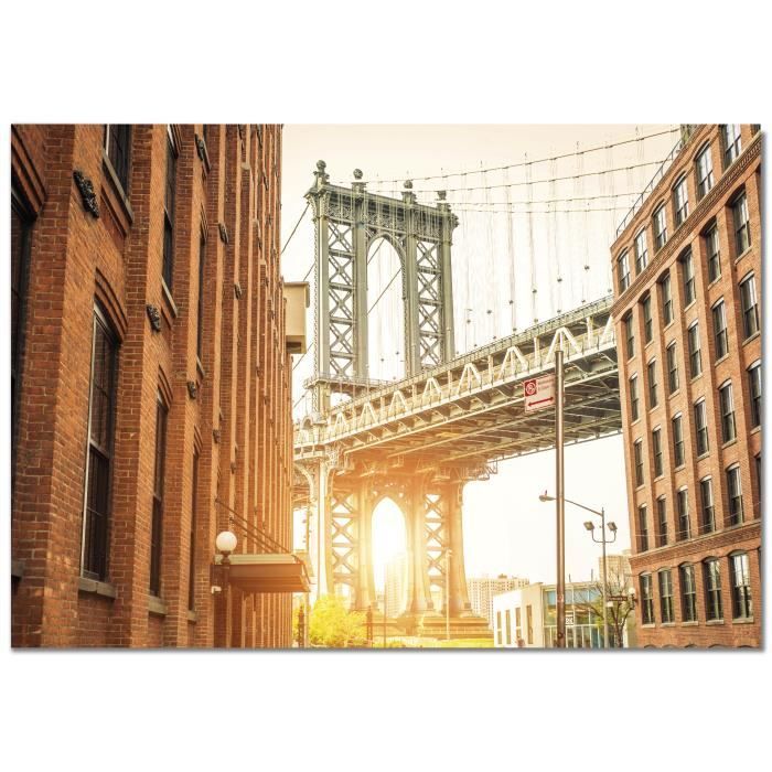 Kit De 5 Tableaux Imprimés New York Brooklyn - 110x60 Cm Chacun - Toile - Décoration Murale