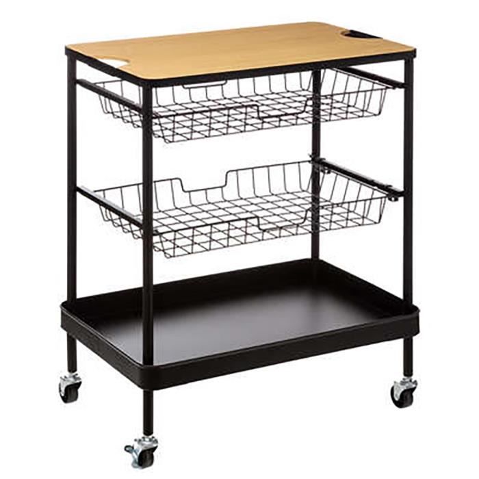 Desserte de Cuisine en Métal 2 Niveaux 84cm Gris