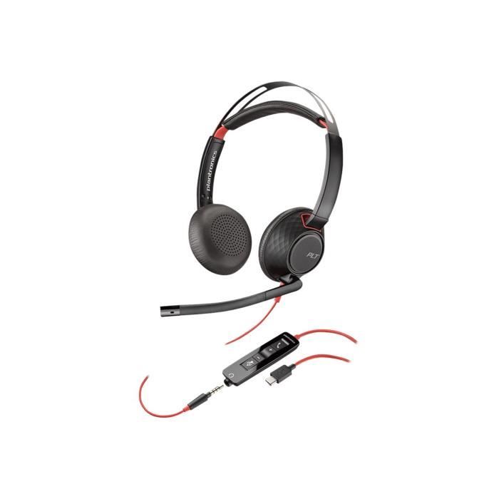 Casque Plantronics Blackwire 5220 USB C - Filaire - Design Sur tête - Stéréo - Circumaural