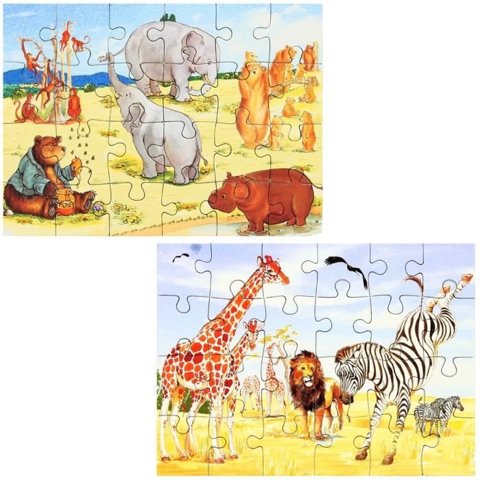 Set Jouet Lot 2 Mini Puzzles Ludique Jeu Enfant Animaux De