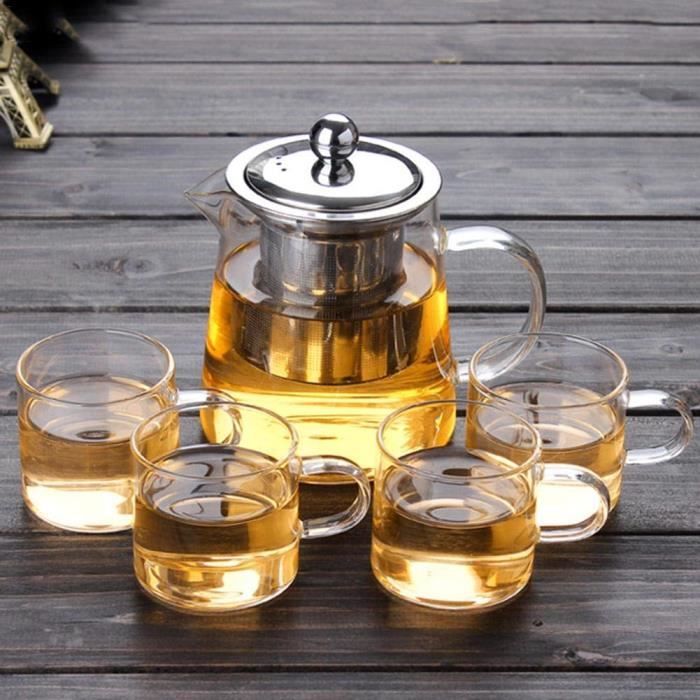 théière en verre filtre amovible pour thé