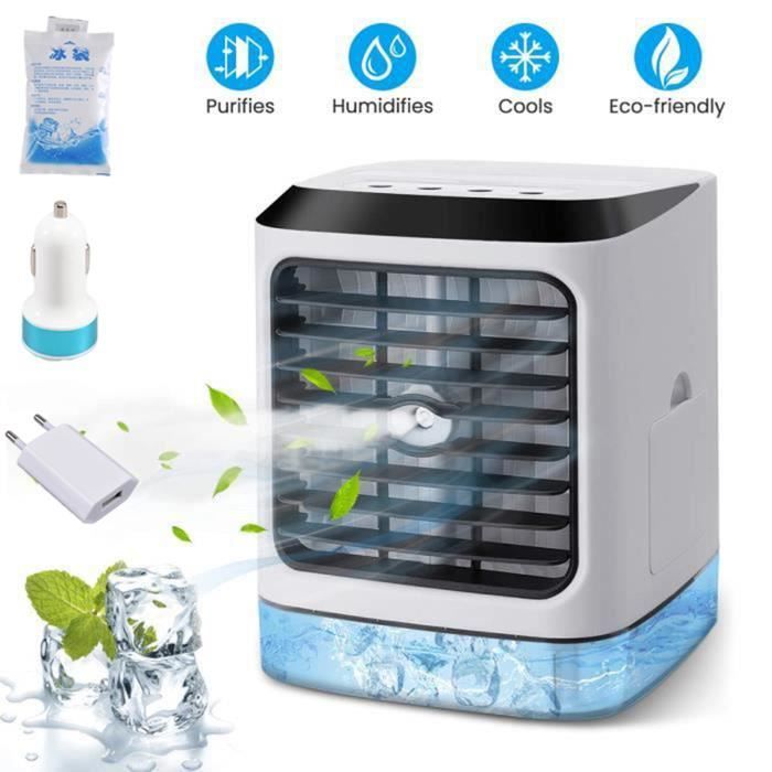 Climatiseur mobile - Silencieux - Ventilateur - Refroidissement par Eau - Humidificateur - 7 couleurs