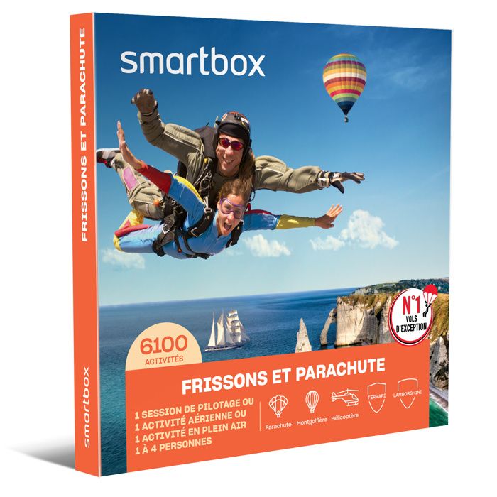 SMARTBOX - Frissons et parachute - Coffret Cadeau | 1 expérience d'exception pour 1 à 4 personnes