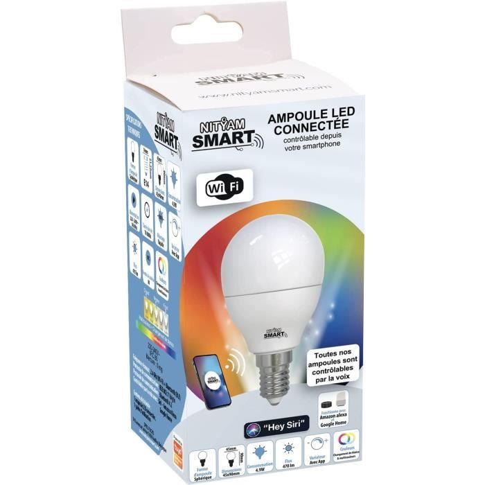Nityam SMART Ampoule LED connectée Sphérique 4.9W 470 Lumens Culot E14