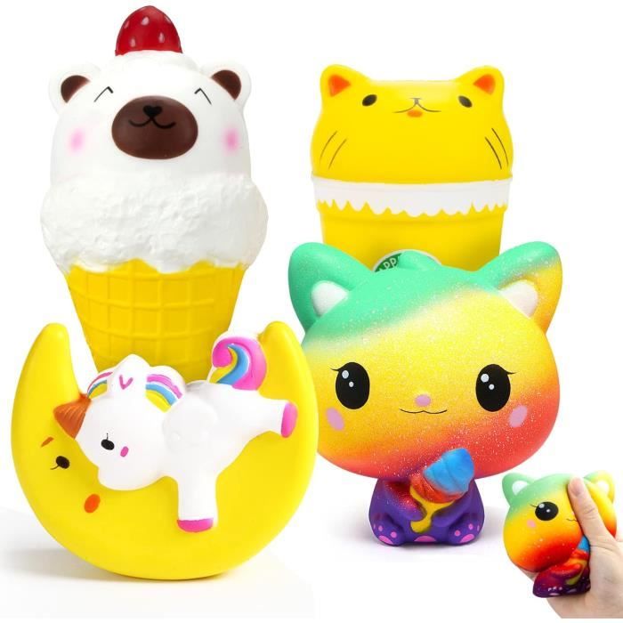 Lot De 4 Squishies Kawaii Anti-Stress – Jouets Sensoriels Doux Qui Montent Doucement – Soulage L'Anxiété Et Le Stress Pour Enfants Et Adultes