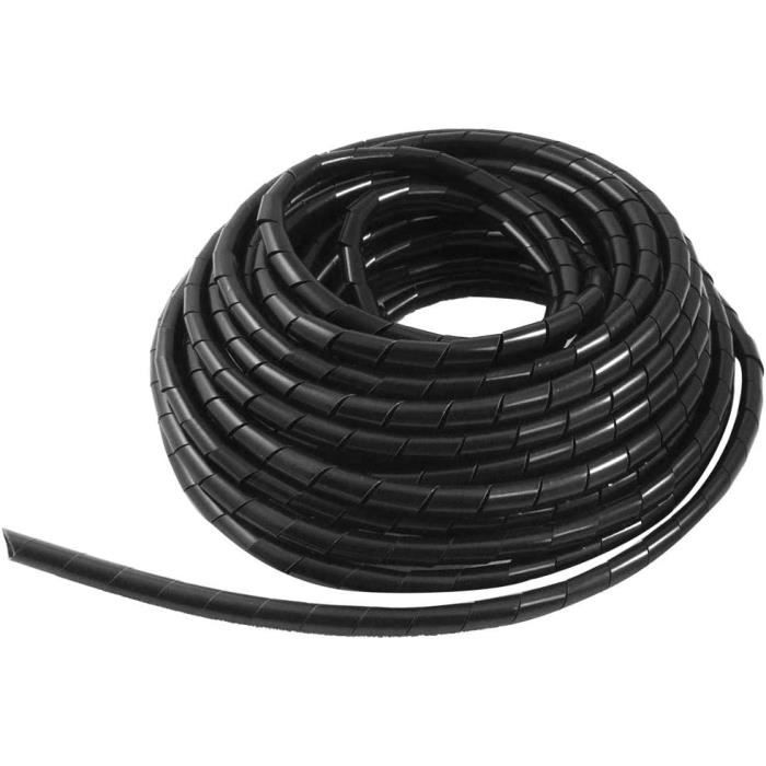 Gaine Spirale Câble 22 Mm, 3 M - Kit Avec 20 Serre-câbles Et Outil D'insertion, Noir, Pour Bureau Et Maison