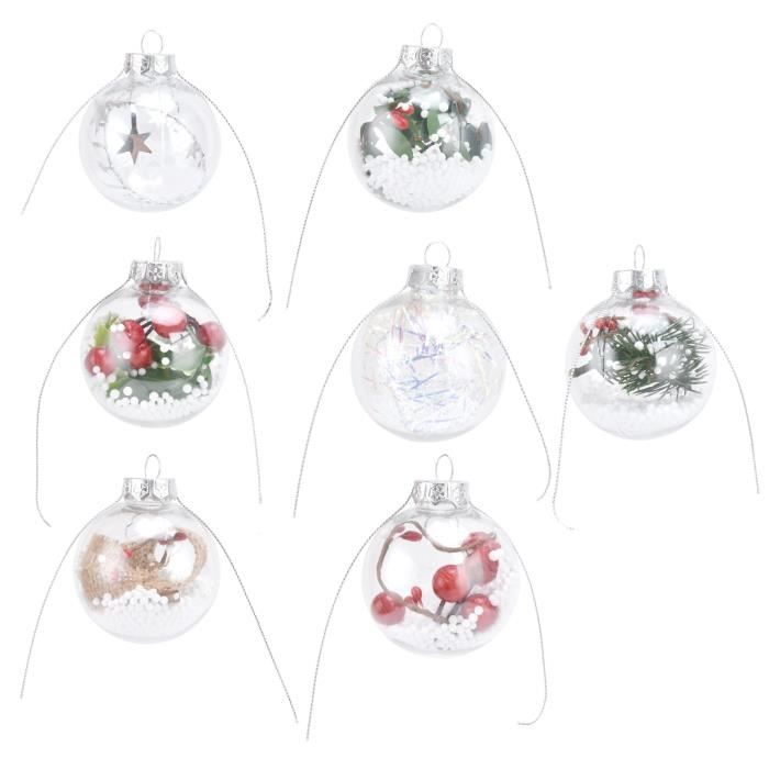 Tbest Boule de Noël en plastique transparent Boules de Noël