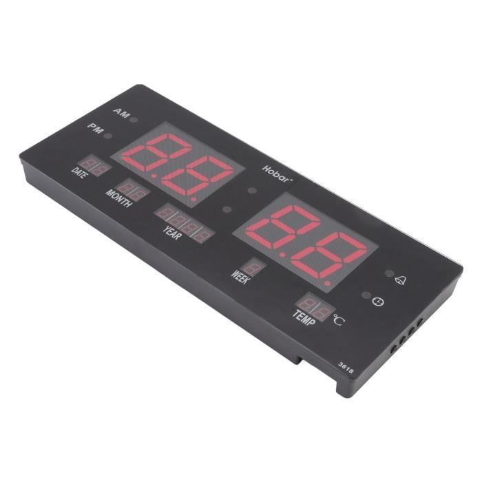 Horloge Calendrier Murale LED rouges STAB – Ultra lisible pour seniors & enfants - Décoration