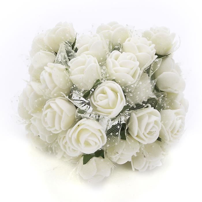 Tempsa Bouquet Fleur Artificielle Mousse Déco Mariage Maison 144pcs Crème