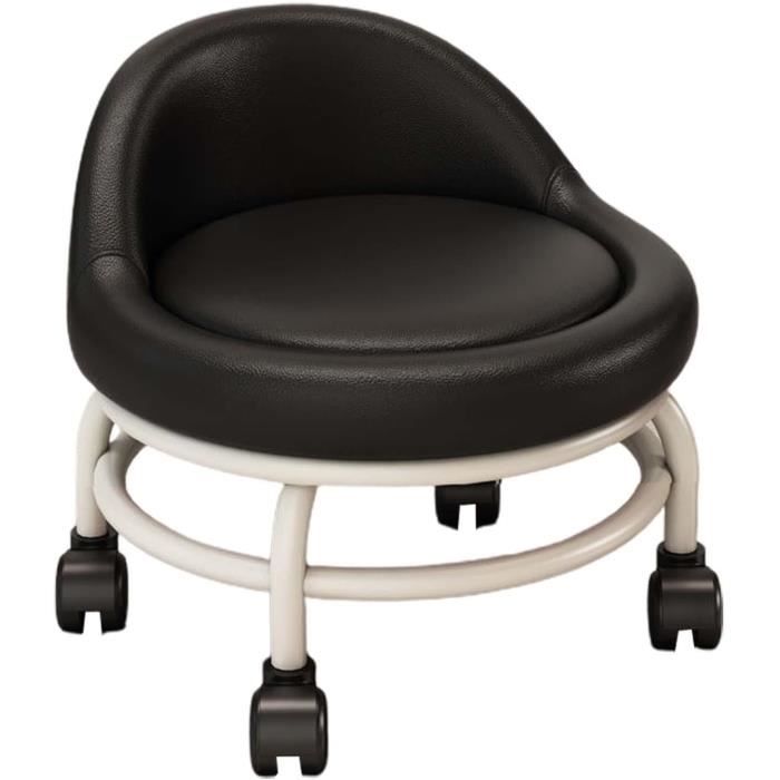 Tabouret Roulant Réglable Nazalus - Base Métal, Repose-Pieds - Pour Bureau, Cuisine, Salon (Taille L)