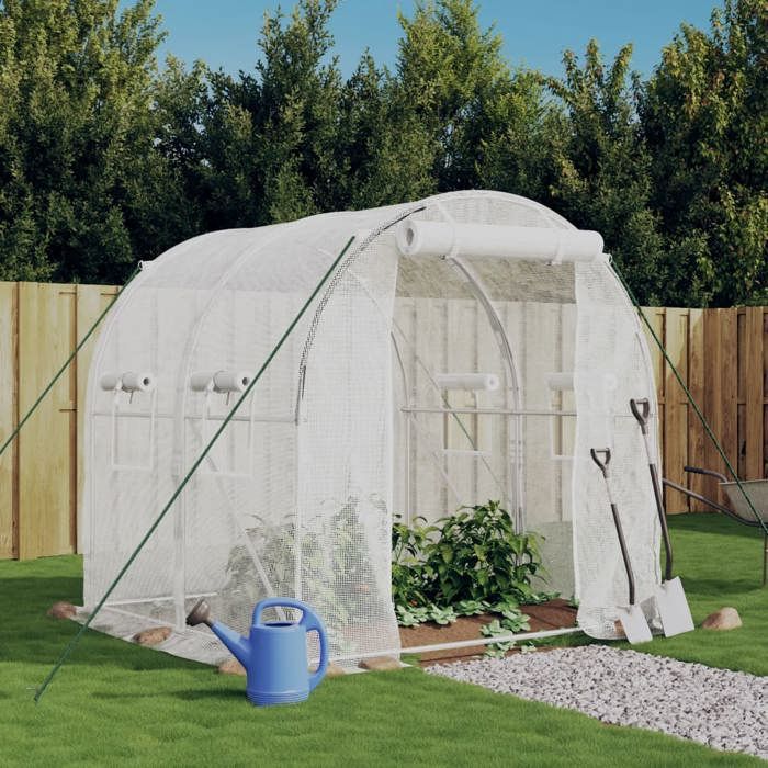 vidaXL Serre avec cadre en acier 4 m² 2x2x2 polytunnel serre à cadre froid serre pour tomate serre de jardin 364075