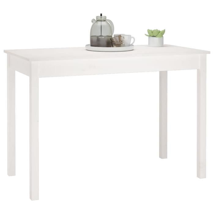 Table à manger - VIDAXL - Bois massif de pin - 110x55x75 cm - 4 places - Blanc