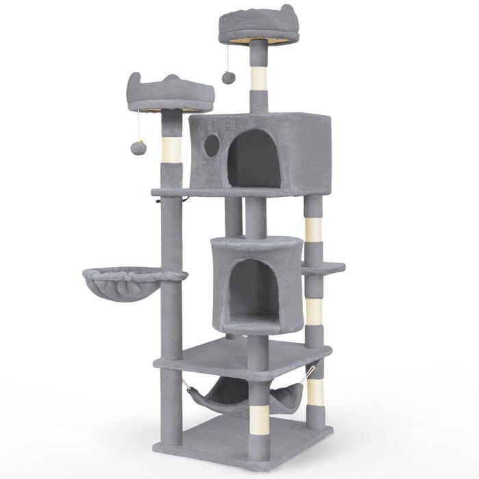 Meilleurs prix pour VOUNOT Arbre a chat Grande taille 5 niveaux avec griffoir grattoir 168cm gris