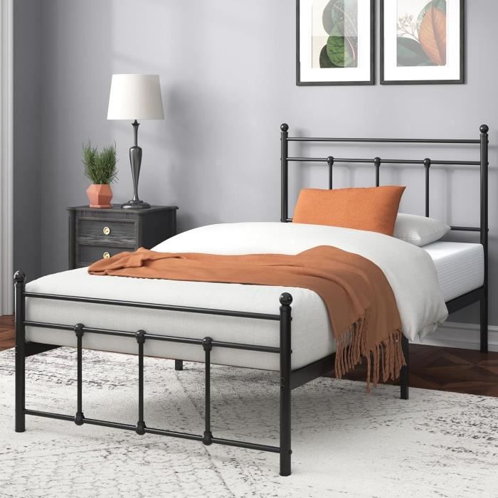 Letto Una Piazza E Mezza Zinus Nicholas 120x190cm | Struttura Metallica Con Testiera | Altezza 31cm | Nero - Foto 10