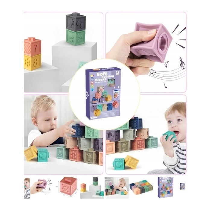 Jelly BLOX - Amis de la Ferme - Coffret 6 Personnages & Animaux de la Ferme Sensoriels Souples - Jeu de Construction pour Enfants dès 2 Ans - Blocs