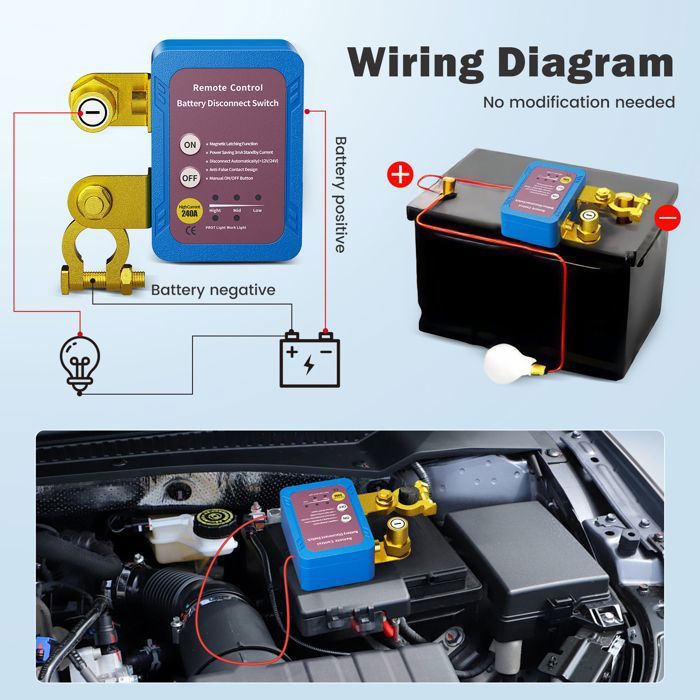 Disjoncteur De Batterie Télécommandé Sans Fil - 12 V - 240 A Interrupteur Darret Automatique Pour Voiture Camping Car Atv Camion Bateau 87782766
