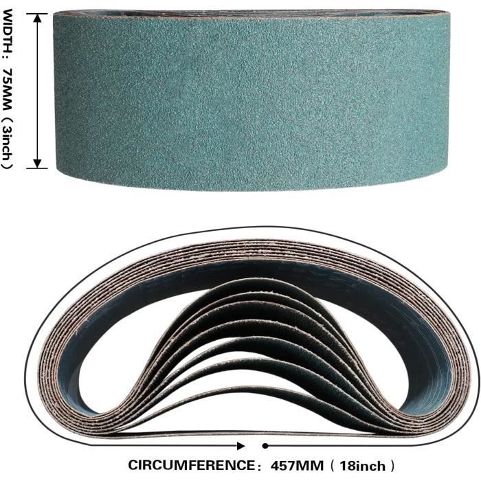 Shineboc Bandes Abrasives 75x533mm | Lot De 10 | Grains