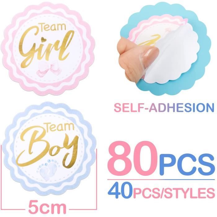 80pcs Genre Révèle AutocollantsTeam Boy Team Girl étiquettes