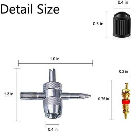 Kit Outils Valves Pneus – Dépose Valve, Clé Core Remover, Noir, Compact