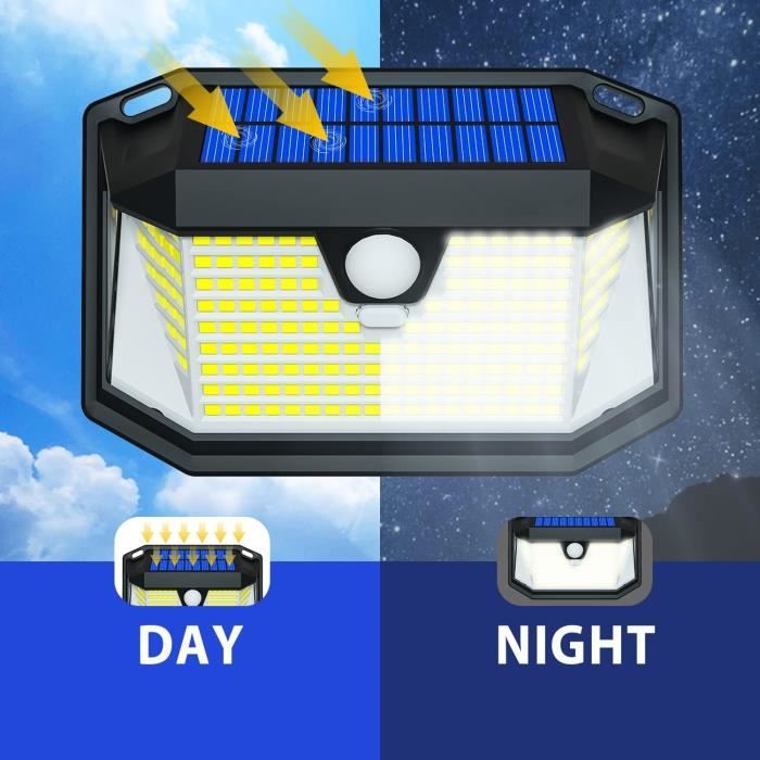Lot De 2 Lampes Solaires Extérieur GRIFEMA - Détecteur De Mouvement, 100 LEDs, 3 Modes, IP65 - Pour Jardin, Allée