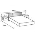 Chambre à coucher complète adulte (lit 16x200 cm + 2 chevets + 2 tiroirs + armoire + commode) imitation chêne poutre-graphite-2