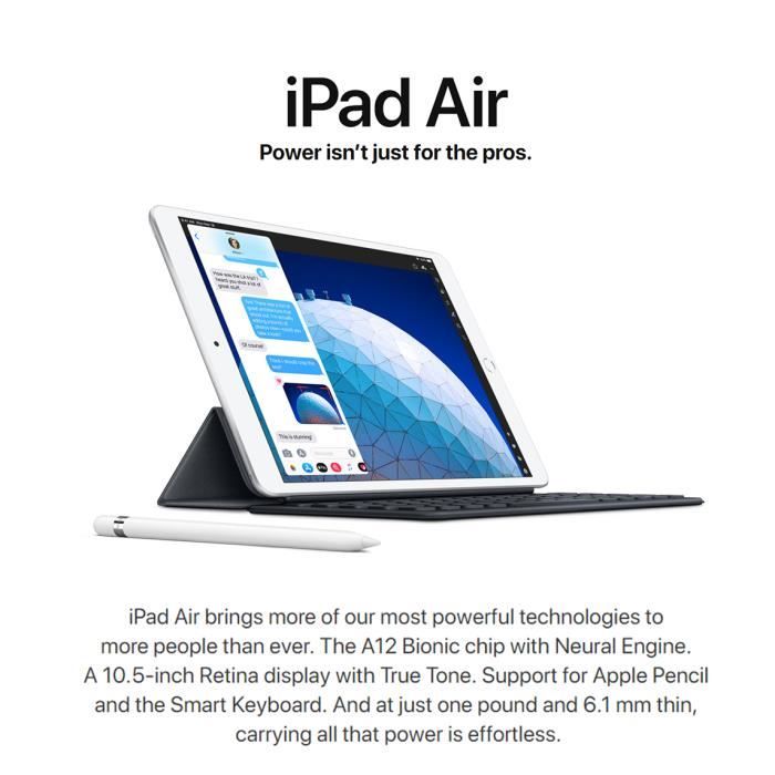 Tablette 10.5 Apple iPad Air 3 - 64Go, Gris, Reconditionné (Via 249,50€  sur la carte de fidélité) –