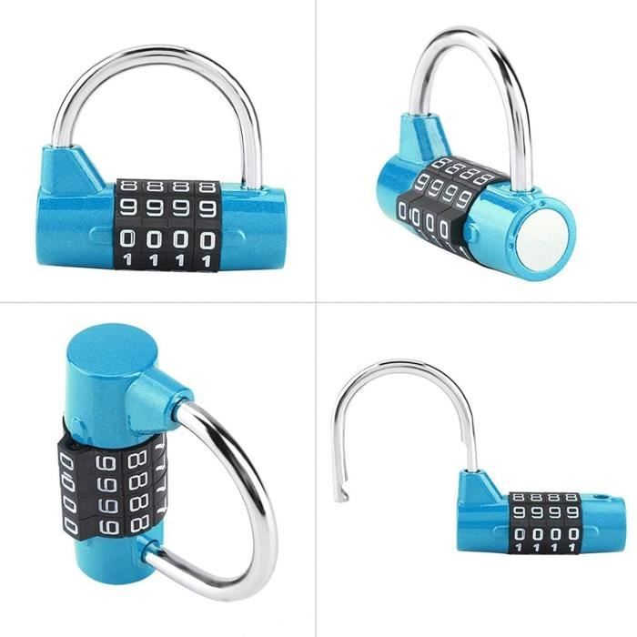 Cadenas à Combinaison de Code à 4 Chiffres, Valise de Voyage, Casier de Gymnastique, sécurité, Verrouillage par Mot de Passe en Alliage de Zinc ( Bleu),Serrures et accessoires