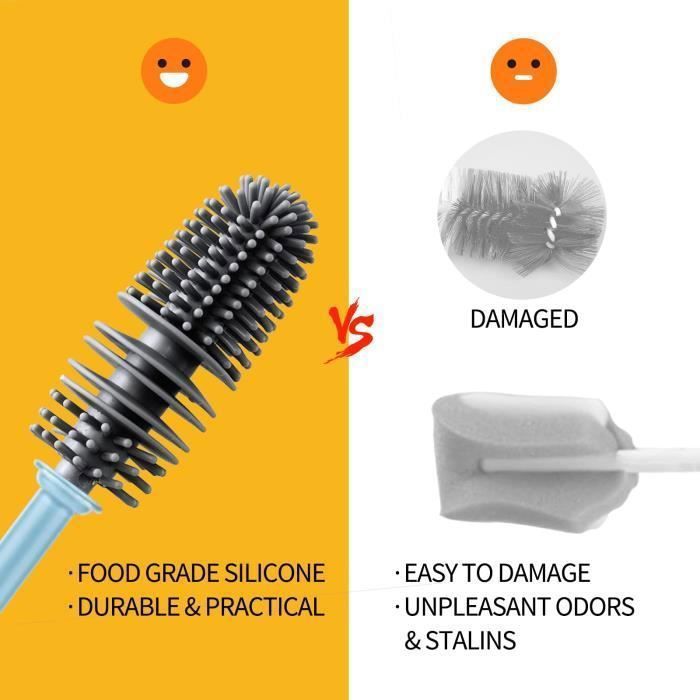 2 Goupillons En Silicone Pour Bouteilles - Nettoyage Profond Goulots Étroits Et Thermos
