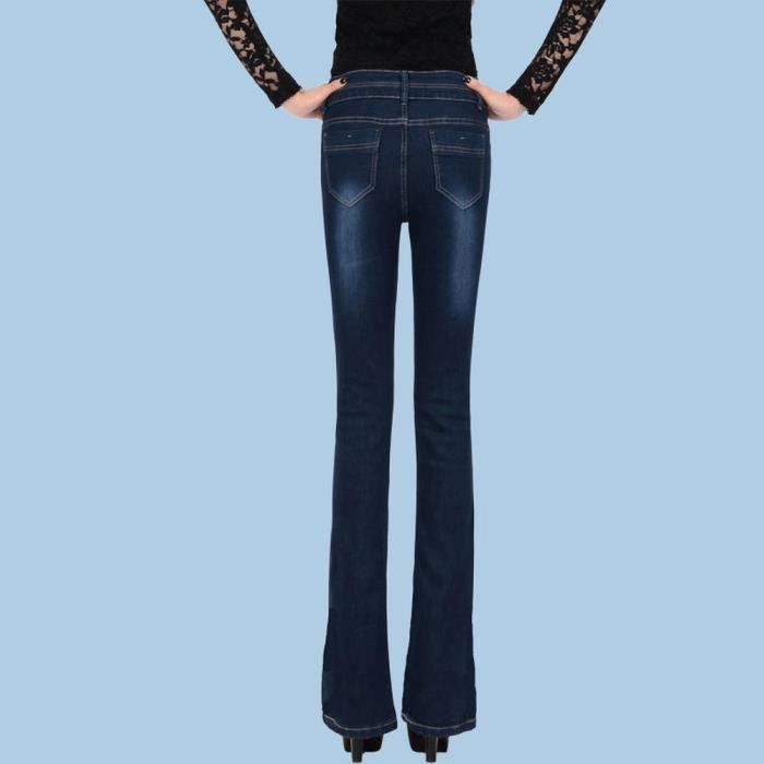 Jean Évasé Taille Haute Pour Femme, Pantalon Denim Femme Taille Elastique Coupe Ajustée Extensible Jambe Large Tenue De Fête Disco Flared Leggings Pants Stretch Contrôle Du Ventre