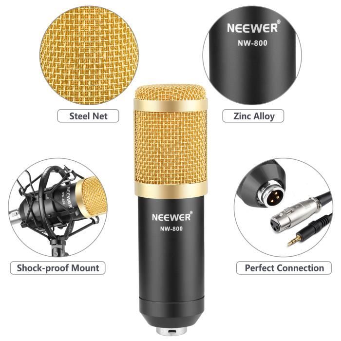 Neewer NW-800 Microphone Enregistrement Studio Radio Kit Inclus (1)  Microphone à Condensateur Professionel Noir + (1) Support de Mic -  Cdiscount Instruments de musique