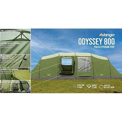 Vango Odyssey 800 Vis a Vis Tunnel Tente pour famille Pour Le camping 8 Persons vert Epsom Green Cdiscount Sport