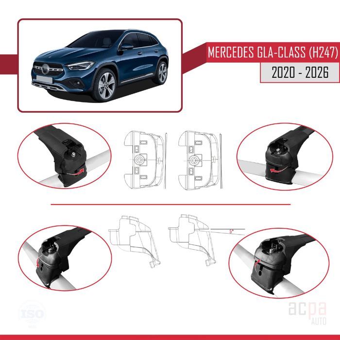 Apline ACE-2 Type Dakdrager Bagagedrager Compatibel met Mercedes GLA Class 2 (H247) 2020-2026 Spoorstaven Grijs Aluminium Staven