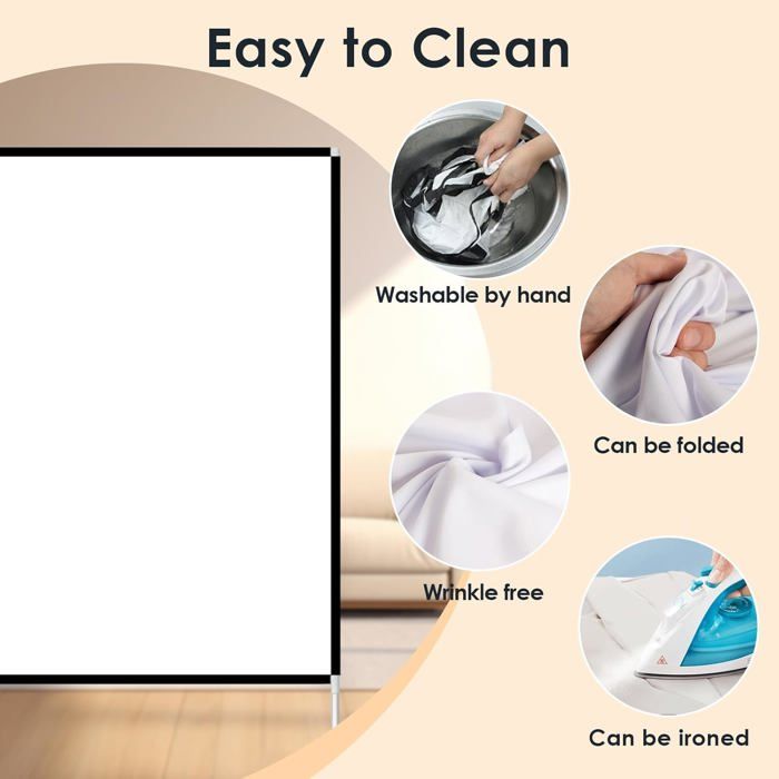 Écran De Projection Portable Pliable 100 Pouces HD 16:9 - Blanc Anti-Plis, Facile à Installer Intérieur/Extérieur