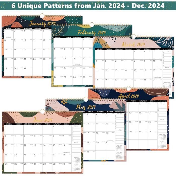 Calendrier 2024 – Calendrier Mural 2024, Janvier 2024 À Décembre
