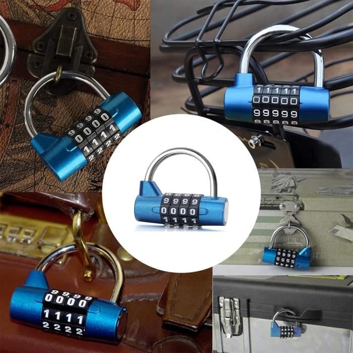 Cadenas à Code à 4 Chiffres, Verrou de Casier de Gym, Serrure Robuste