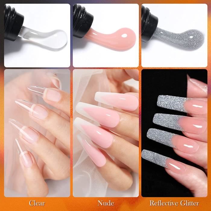 Ongle Gel kit Complet avec 48W Lampe UV LED Ongles Gel, 8 Couleurs Poly  Nail Ext