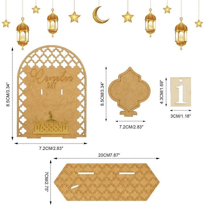 2023 Nouveau calendrier de l'Avent chaud du Ramadan Calendriers de compte à  rebours en bois Décorations pour la maison, 30 jours jusqu'à l'Aïd, cadeau  du Ramadan pour les enfants, décor du Ramadan