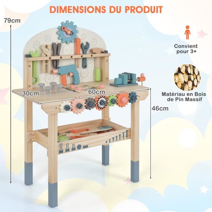 Établi En Bois Pour Enfant – Jouet D'outillage 3-6 Ans, Facile à Monter, Super Créatif !