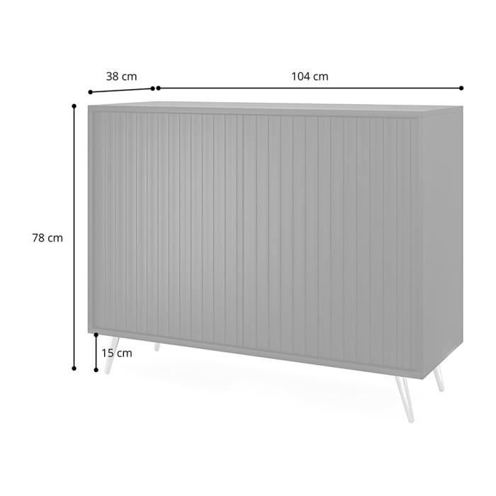 Commode - SELSEY - Bello - 104 cm - noir - lamelles couleur chêne ...