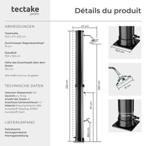 Sac De Douche, Sac De Douche À Chauffage Solaire 4 Gallons-15 L, Sac À
