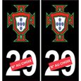 FPF Portugal numéro au choix fond noir sticker autocollant plaque immatriculation auto (angles: angles droits)-0