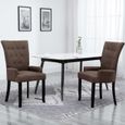 JM 1pc Chaise de salle à manger Design Scandinave avec accoudoirs Marron Tissu 54x56x106cm|4149-0