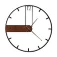 Horloge Murale Quartz Antique 43cm 3D Bois Metal Design Moderne Cadre métal aiguilles en bois -0