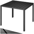 TECTAKE Table de jardin MAREN Résistant aux intempéries et aux UV Surface de la table en aspect bois - Noir-0