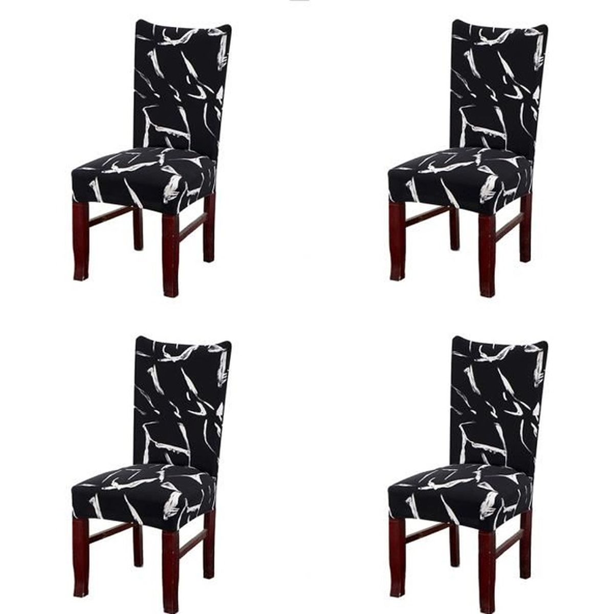 4pcs Housse de chaise noire Coussin de siège de cuisine Utilisation de