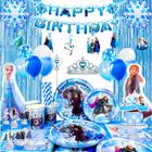 INBOXXARTY Décoration Anniversaire Reine des Neiges Elsa Anniversaire Vaisselle Kit- Ballon Assiettes ect Deco Reine des Neiges 3~16 Ans